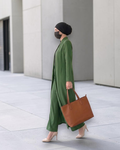Modest Workwear Long Top with Hijab | Optional Pant |Jade Green