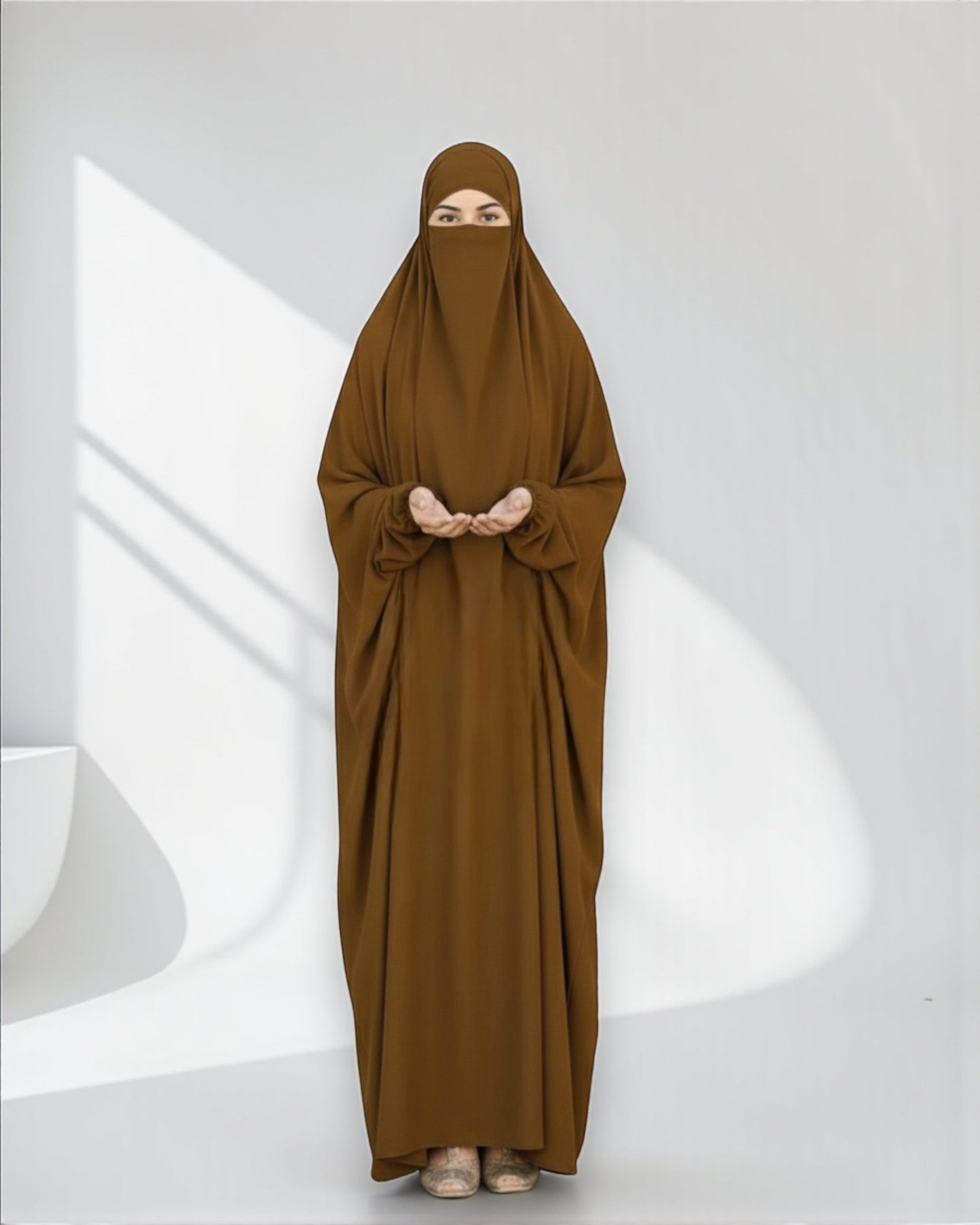 Full Length- Single Piece Jilbab With Adjustable Mouthpiece in Firdaus Fabric