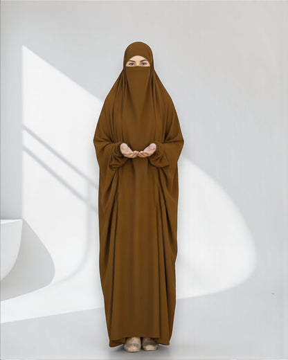 Full Length- Single Piece Jilbab With Adjustable Mouthpiece in Firdaus Fabric
