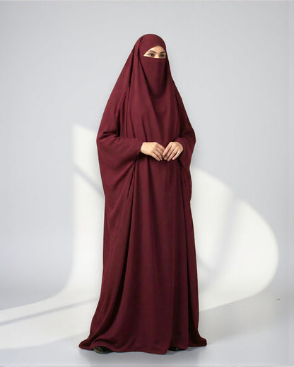 Full Length- Single Piece Jilbab With Adjustable Mouthpiece in Firdaus Fabric