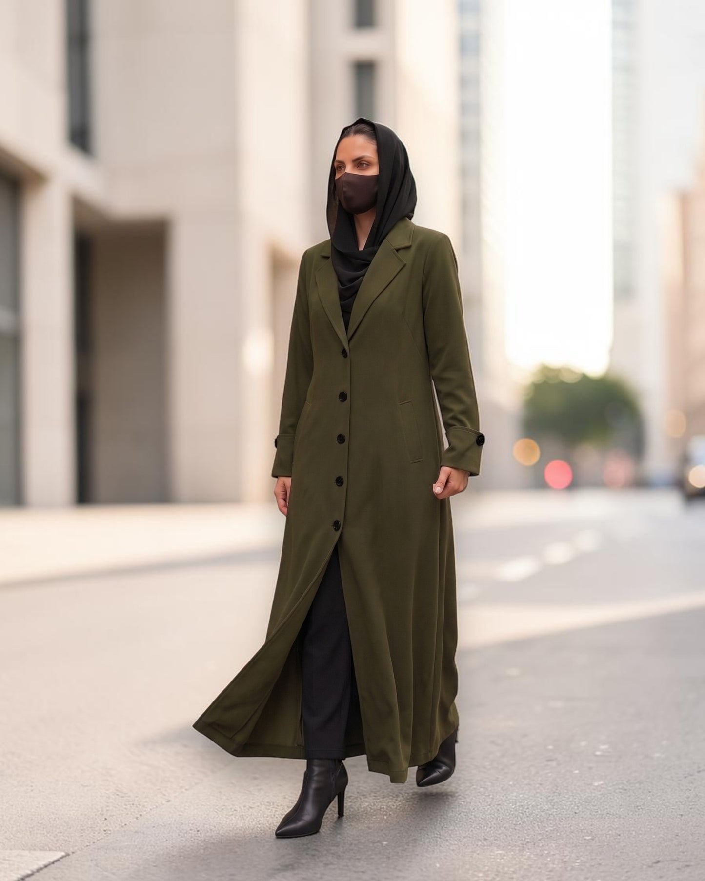 Abaya fit coat without Lining | Free Matching Hijab