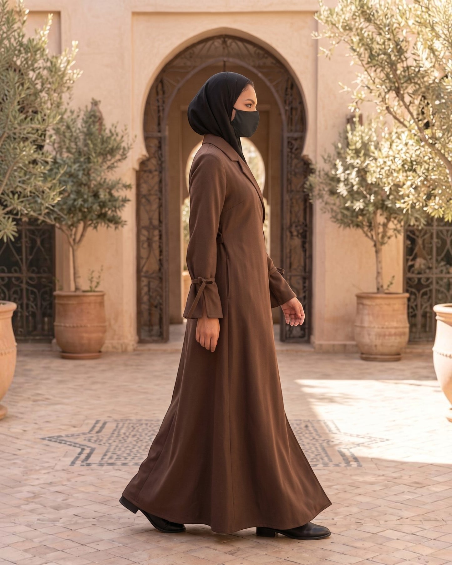 Designer Coat Abaya online in Angrakha Style with Tie Ribbons