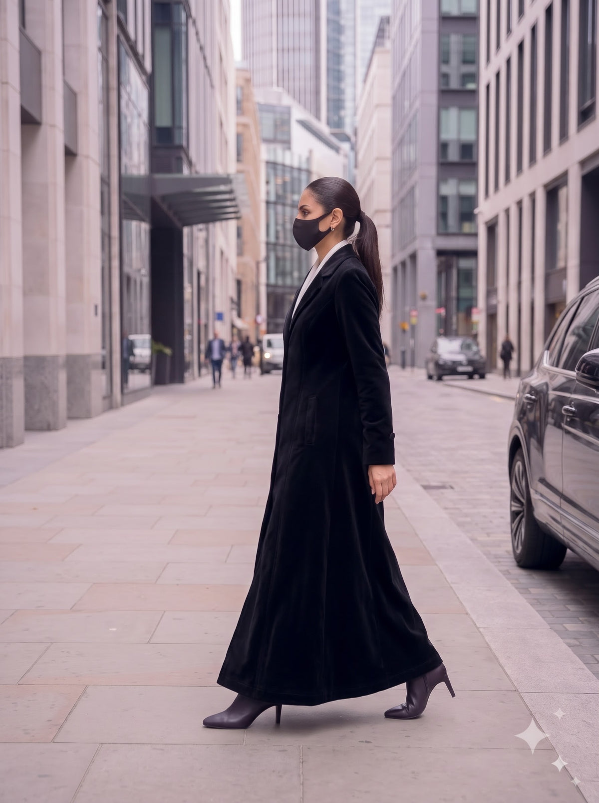Tailored Long Velvet Abaya Coat