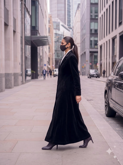 Tailored Long Velvet Abaya Coat
