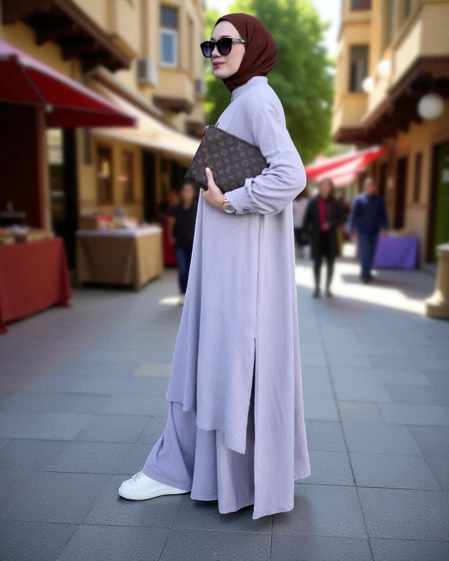 Co-ord Abaya Set for Women Ð Firdaus Fabric with Wide Palazzo & Tunic