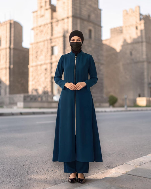 Modest Workwear Long Top with Hijab | Optional Pant |Dark Teal