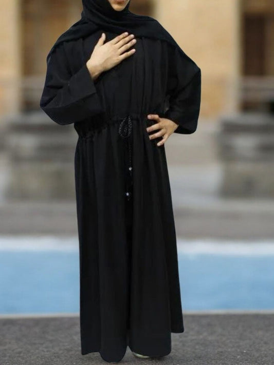 Simple Front Open Abaya in Firdaus Fabric for Kids and Girls