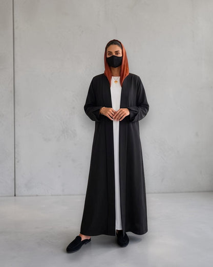 Open Abaya Shrug with Hijab & Optional Inner | open-abaya-shrug| Black