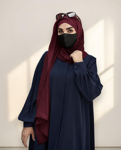Blue Abaya for Women with Mandarin Collar