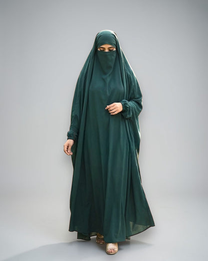 Full Length- Single Piece Jilbab With Adjustable Mouthpiece in Firdaus Fabric