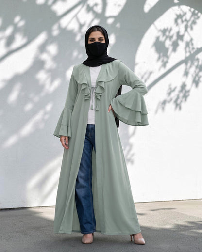Layered Yoke Shrug for Abaya with Flared Bell Sleeves