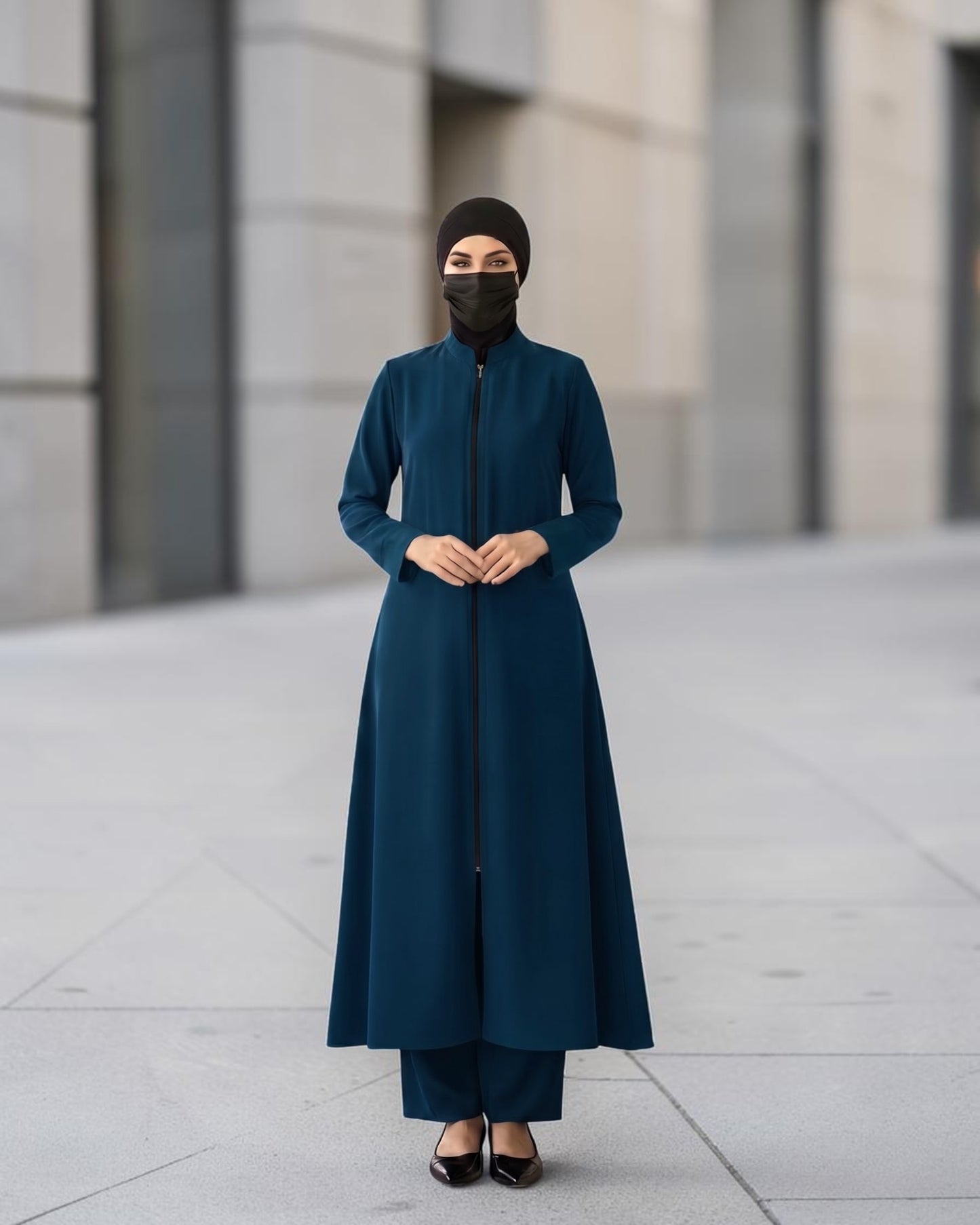 Modest Workwear Long Top with Hijab | Optional Pant |Dark Teal