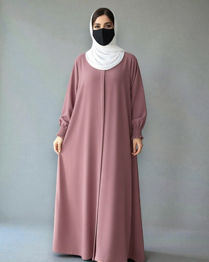 Front Open Abaya with Zipper Opening, Umbrella Flare and Matching Belt
