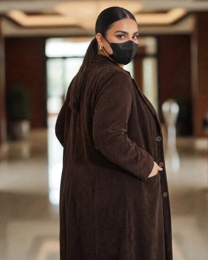 Executive Corduroy Modest Long Coat
