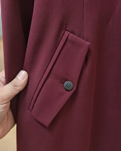 Executive Abaya Coat with Structured Shoulders (Maroon)