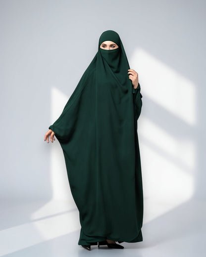 Full Length- Single Piece Jilbab With Adjustable Mouthpiece in Firdaus Fabric