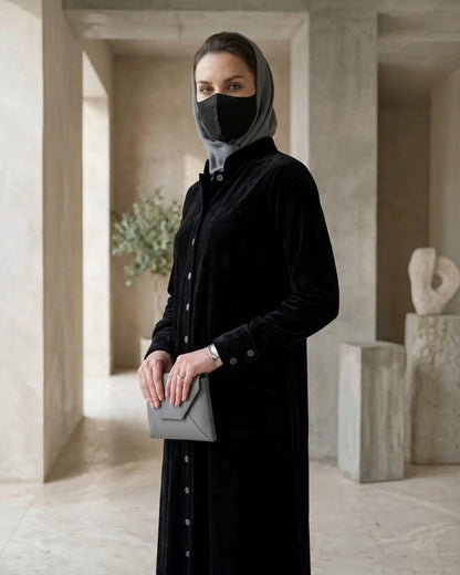 Elegant Winter Abaya with Tailored Cuffs
