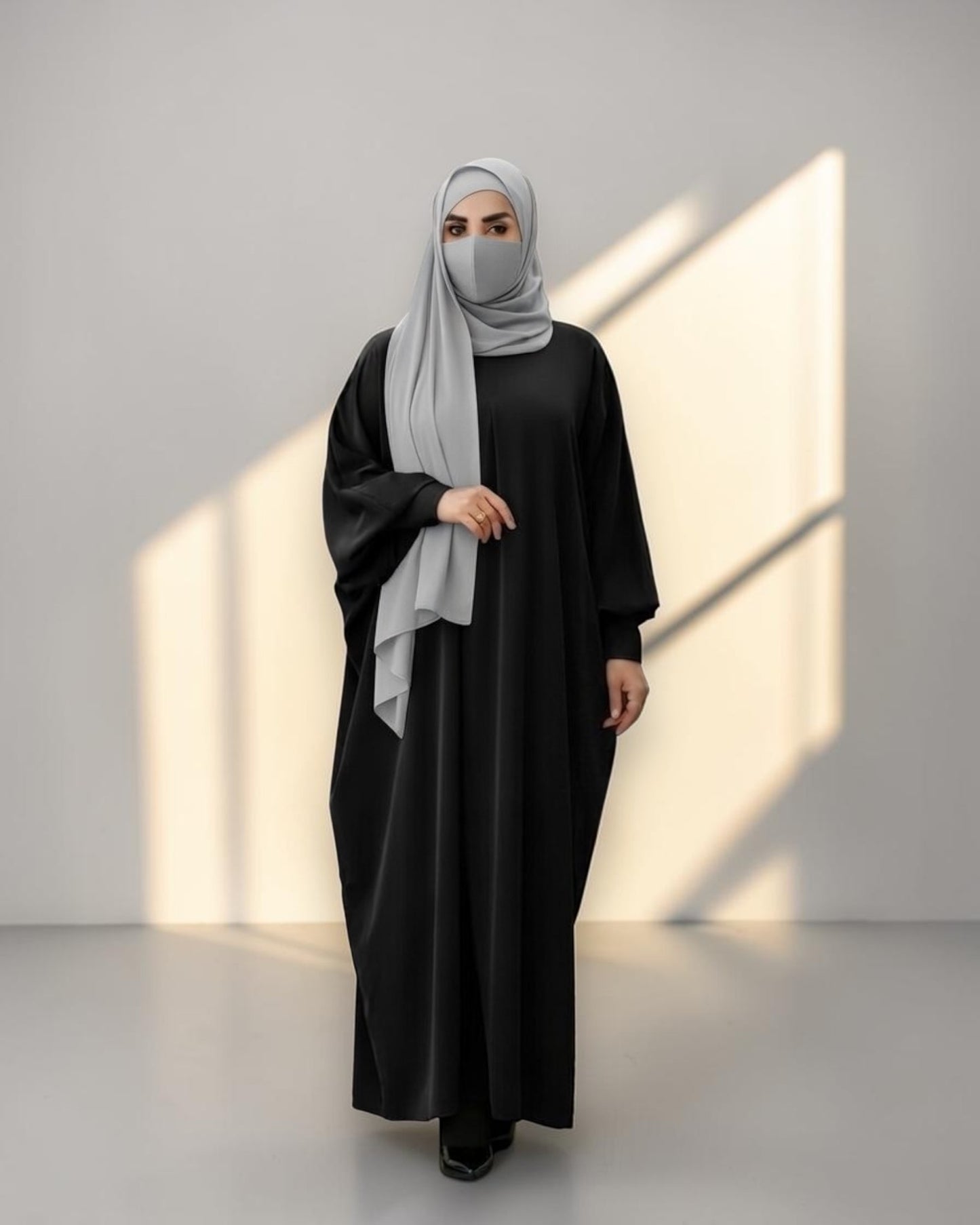 Black Kaftan Abaya with Cuff Sleeves
