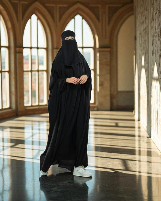 Firdaus Fabric Free Size Single Piece Jilbab with Nose Piece