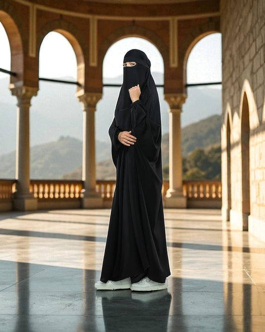 Firdaus Fabric Free Size Single Piece Jilbab with Nose Piece