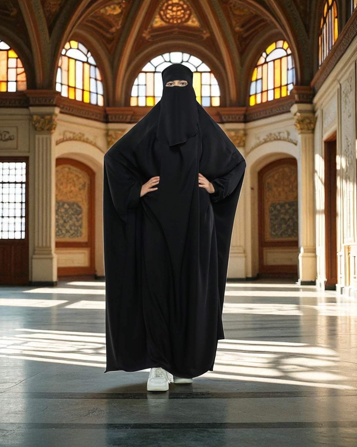 Firdaus Fabric Free Size Single Piece Jilbab with Nose Piece