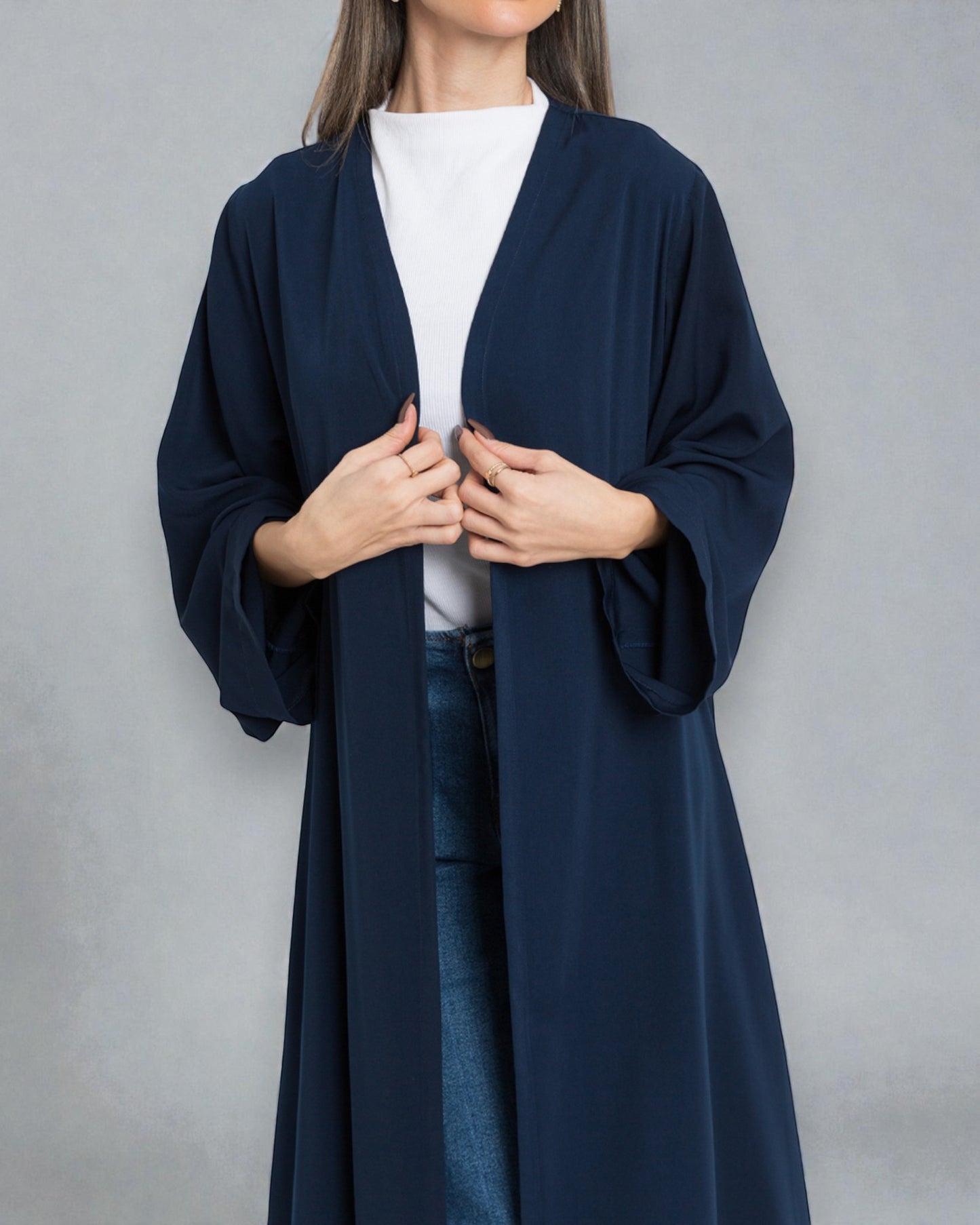 Full Length Open Abaya Fit Shrug in Premium Seltos Fabric