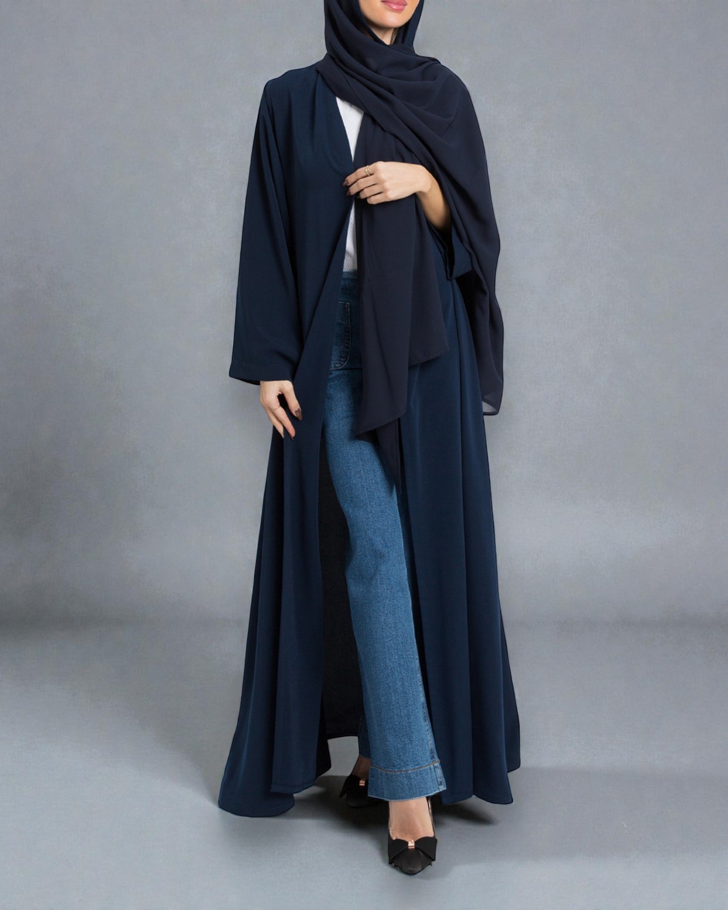 Full Length Open Abaya Fit Shrug in Premium Seltos Fabric