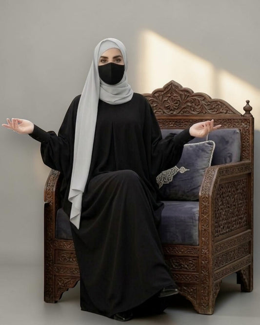 Black Kaftan Abaya with Cuff Sleeves