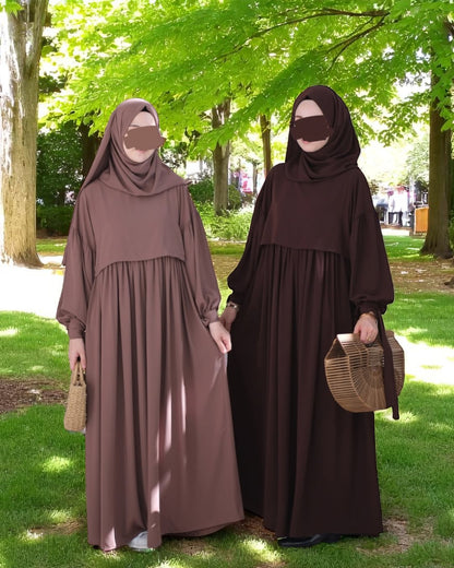 Maternity Firdaus Fabric Abaya with Full Zipper & Complimentary Hijab