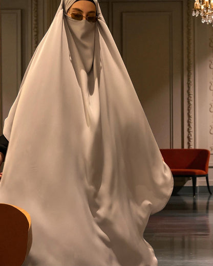 Two-Piece Abaya Jilbab Set with Premium Firdaus Fabric & Diamond Georgette Khimar