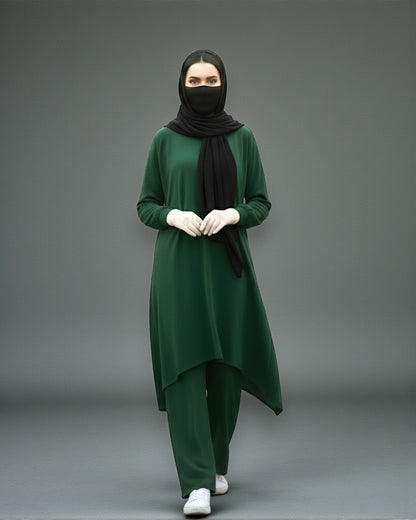 Asymmetric Co-Ord Set in Premium Firdaus Fabric with Stole Hijab