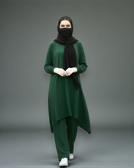 Asymmetric Co-Ord Set in Premium Firdaus Fabric with Stole Hijab