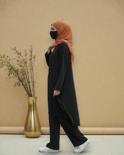 Asymmetric Co-Ord Set in Premium Firdaus Fabric with Stole Hijab