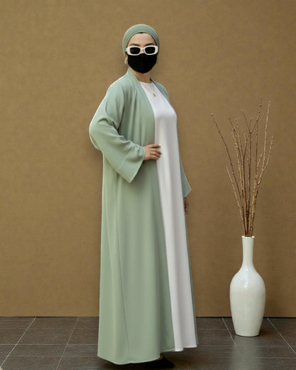 Premium Open Abaya Set for Women with Inner Dress and Matching Hijab