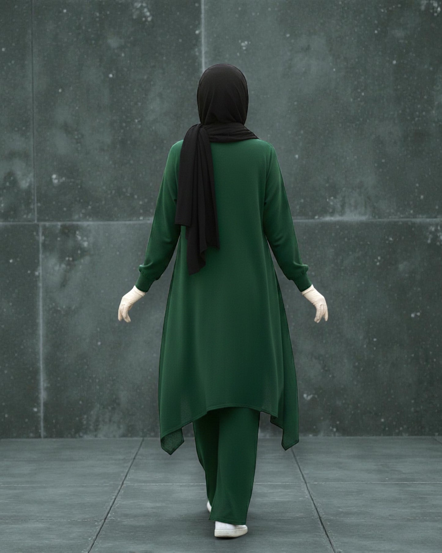 Asymmetric Co-Ord Set in Premium Firdaus Fabric with Stole Hijab