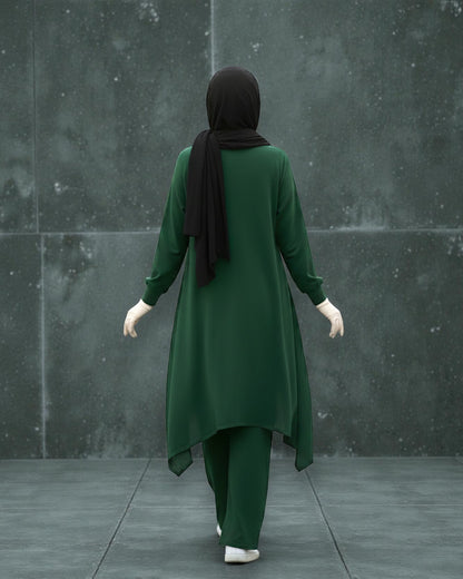 Asymmetric Co-Ord Set in Premium Firdaus Fabric with Stole Hijab