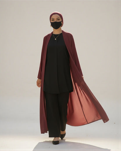 4-Piece Layered Co-Ord Set with Open Shrug & Hijab