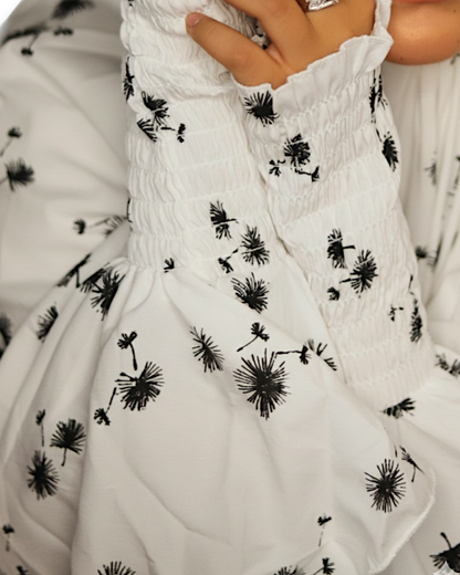 Printed Khimar With Smocked| Elasticated Sleeves