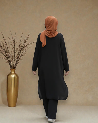 Asymmetric Co-Ord Set in Premium Firdaus Fabric with Stole Hijab