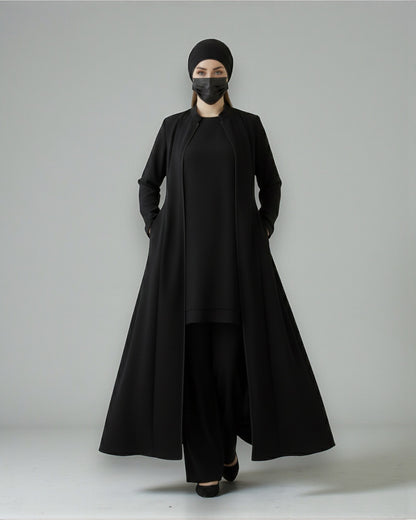 Elegant Front Open Abaya in Premium Firdaus Fabric with Full Zipper