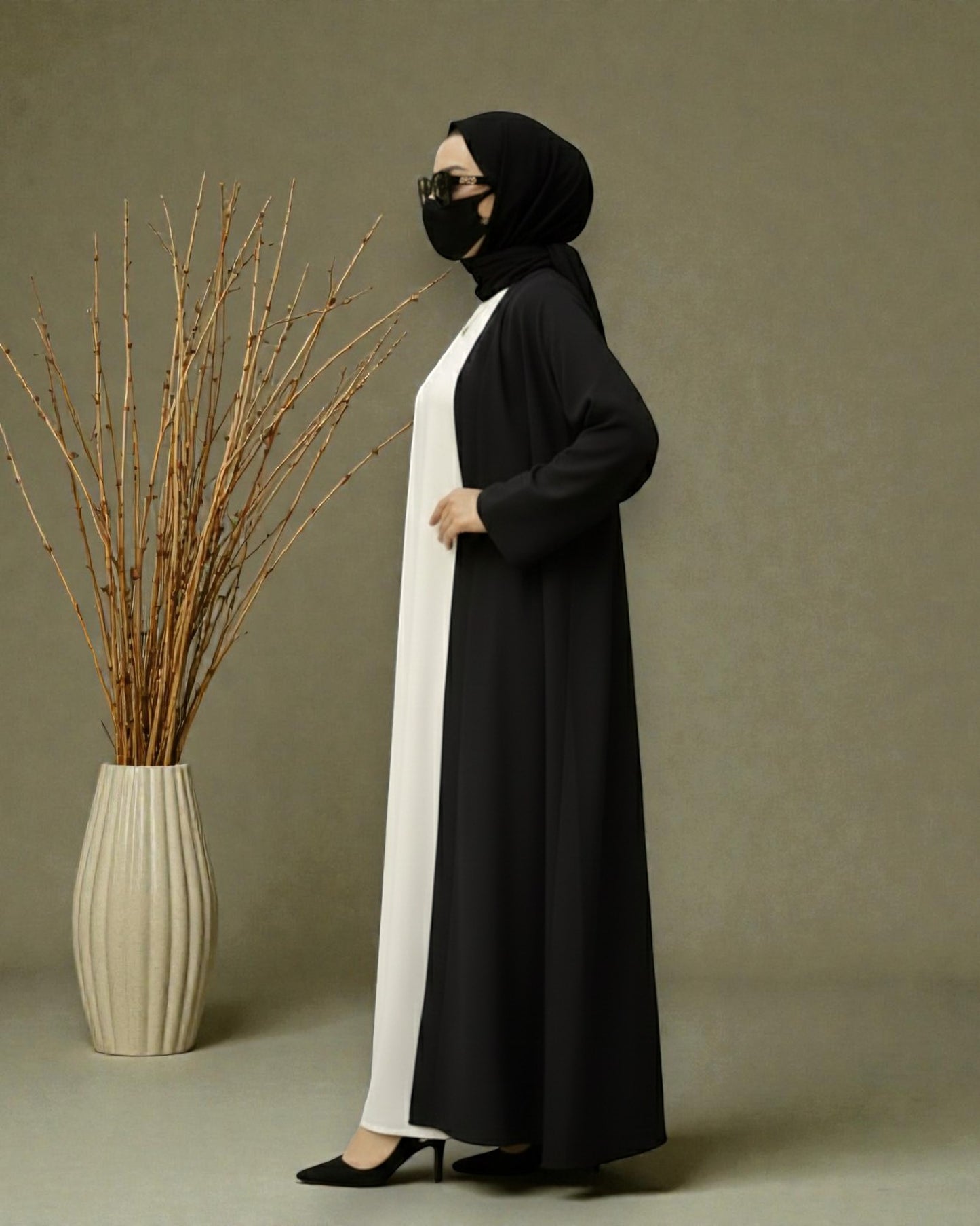 Premium Open Abaya Set for Women with Inner Dress and Matching Hijab