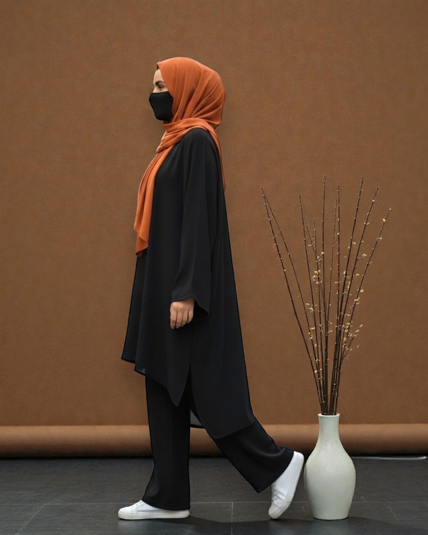 Kaftan Co-Ord Set in Premium Firdaus Fabric with Stole Hijab