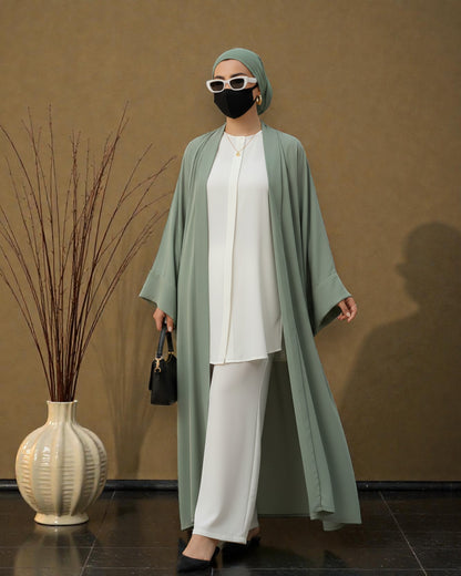 4-Piece Layered Co-Ord Set with Open Shrug & Hijab