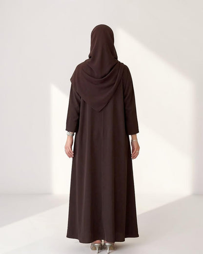 Mahram Brown Daily Wear Abaya with V Neck