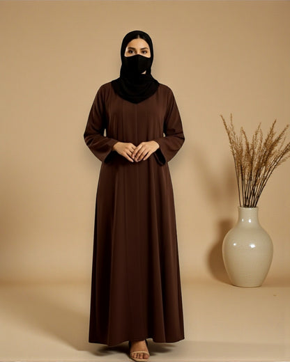 Premium Front Open Abaya for Women in Seltos Fabric with Pin Tuck Detailing and Black Hijab