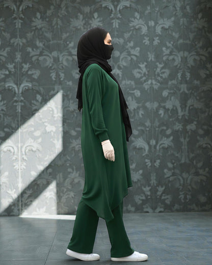 Asymmetric Co-Ord Set in Premium Firdaus Fabric with Stole Hijab