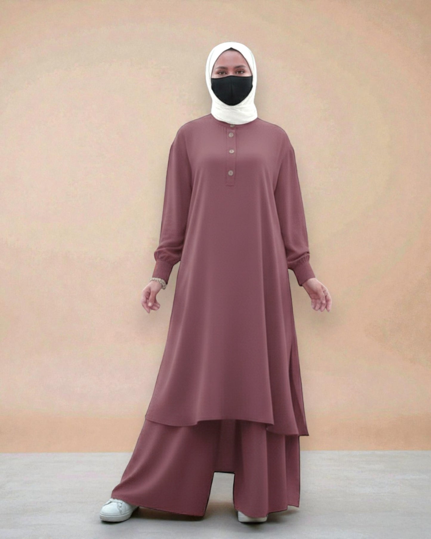 Co-ord Abaya Set for Women In Firdaus Fabric with Wide Palazzo & Tunic