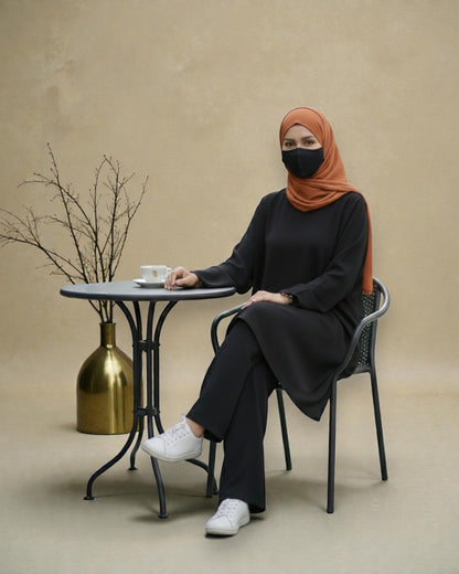 Asymmetric Co-Ord Set in Premium Firdaus Fabric with Stole Hijab