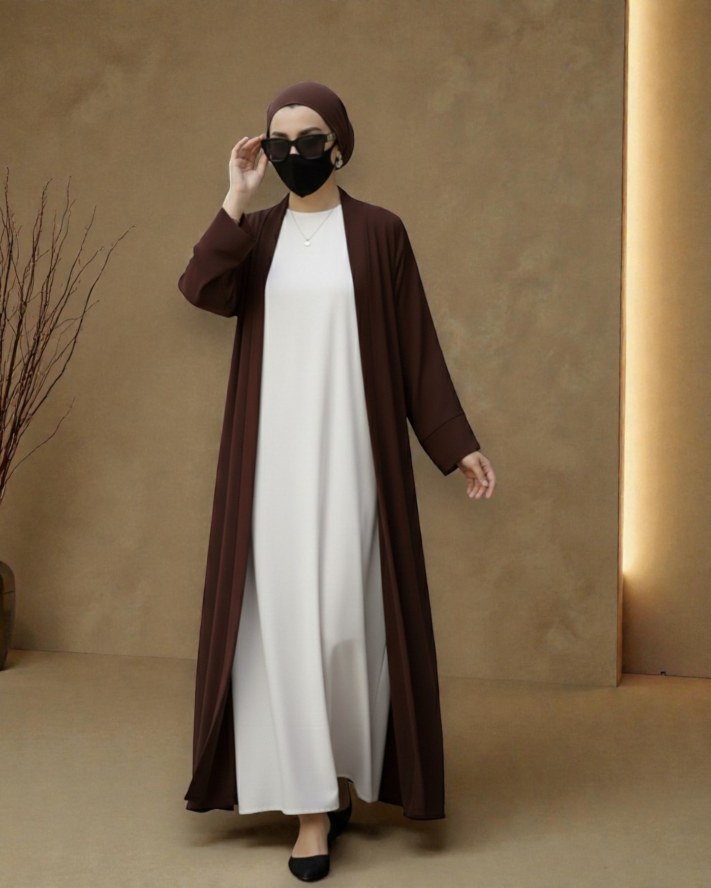 Premium Open Abaya Set for Women with Inner Dress and Matching Hijab