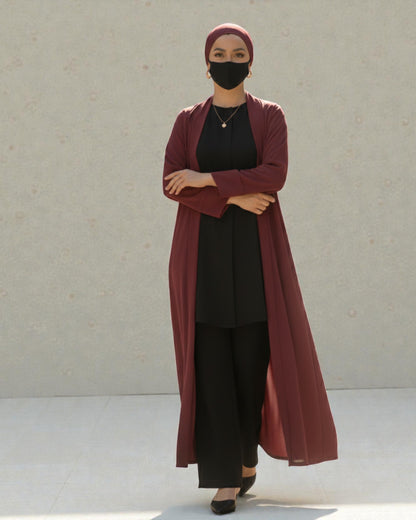 4-Piece Layered Co-Ord Set with Open Shrug & Hijab